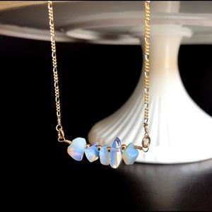 Opal Gemstone Crystal Necklace boho Gold Filled